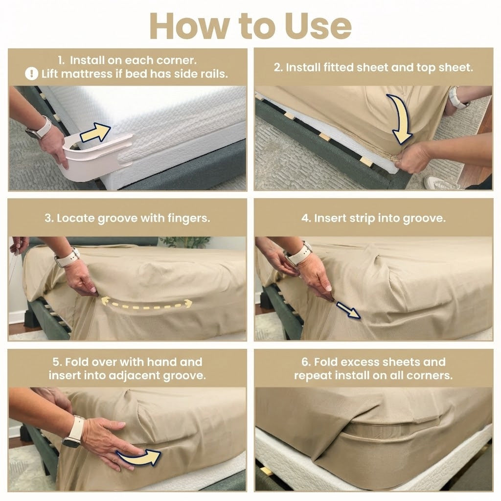 Movlive® Fitted Bed Sheet Holders Firm Sheet Grip with Invisible Strips