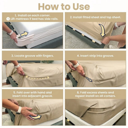 Movlive® Fitted Bed Sheet Holders Firm Sheet Grip with Invisible Strips