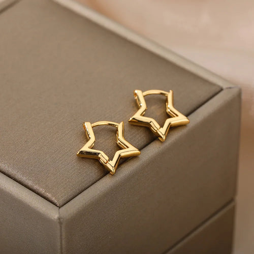 Geometric Star Earrings For Women Stainless Steel Star Hoop Earring Girl Jewelry Gift Charm Hypoallergenic Accessories Brincos