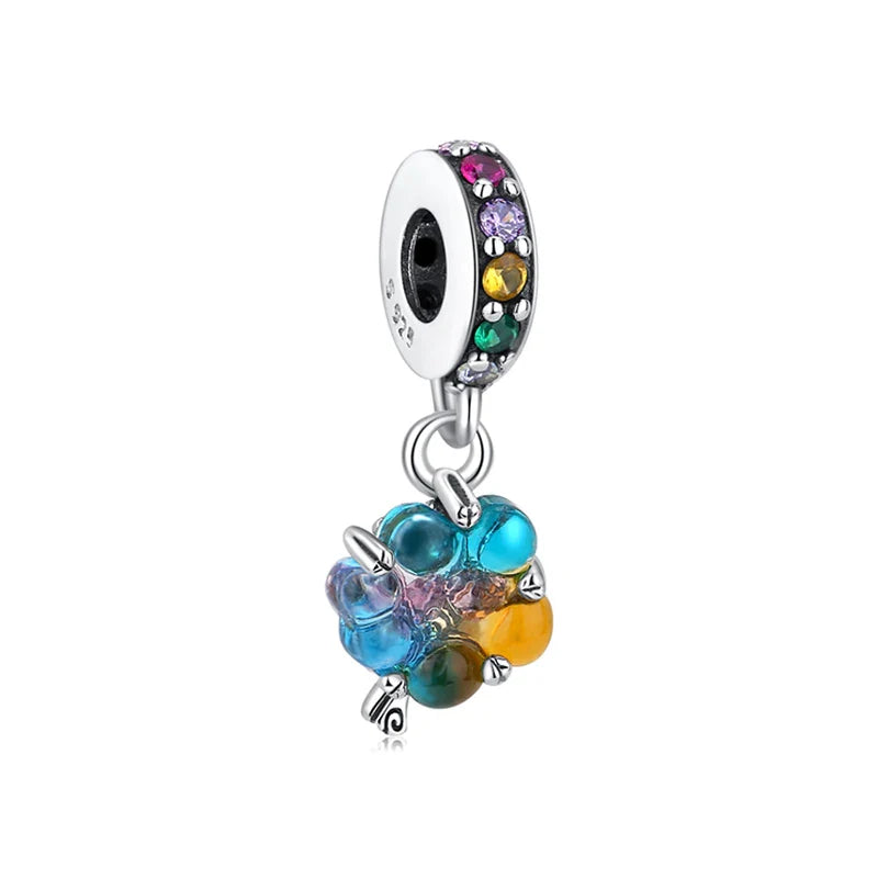 Original 925 Sterling Silver Charms Love Heart Turtle Murano Glass Pendant Beads Fit Pan Bracelet Necklace Jewelry For Women