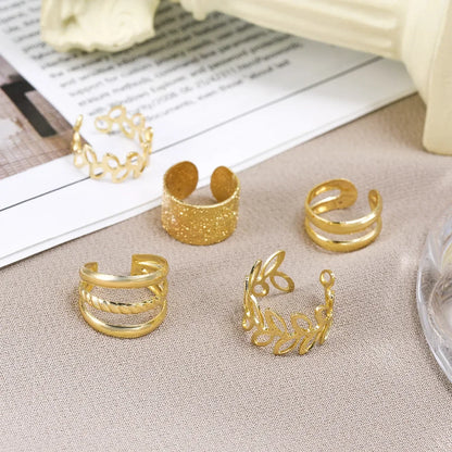 5pcs;Silver Color Leaves Clip Earrings for Women Men Creative Simple C Ear Cuff Non-Piercing Ear Ear Clip Set Trend Jewelry Gift
