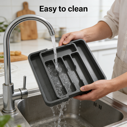 Movlive® 7-Compartment Silverware Organizer - Kitchen Drawer Storage Tray